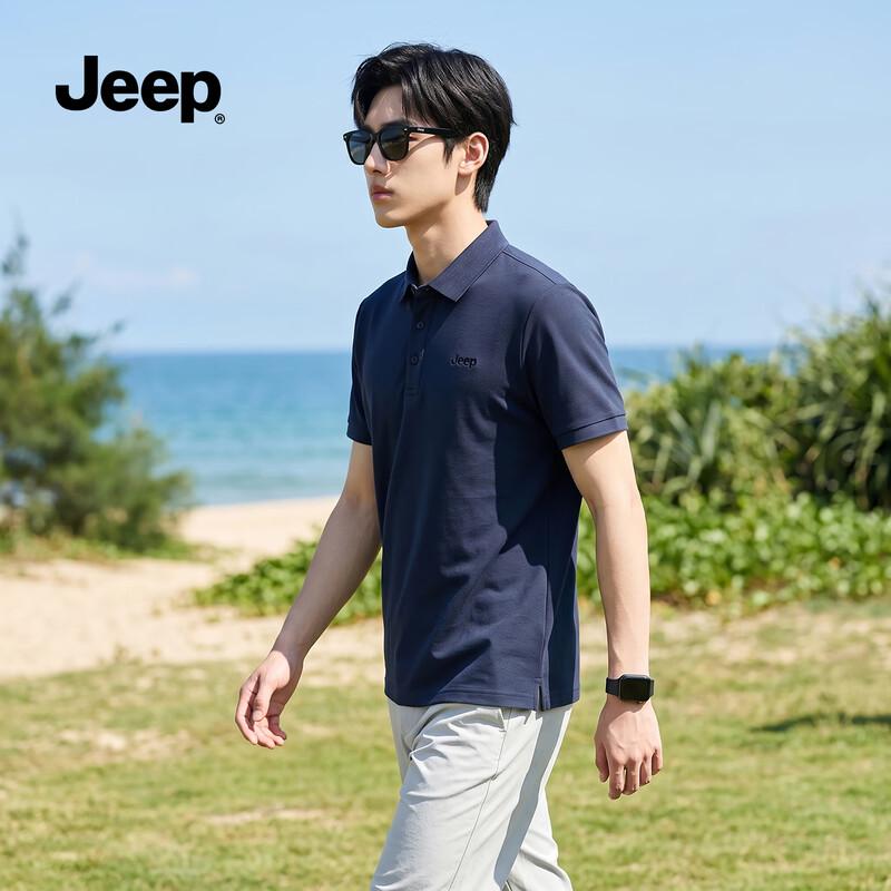 JEEP Men s Casual Breathable Short Sleeve Polo Shirt S темно-синий