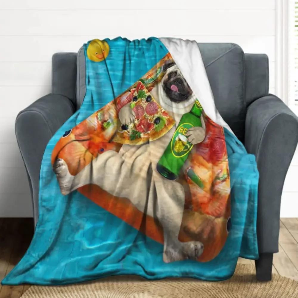 Cute Pug Dog Blanket Animal Bedding Flannel Throw Blanket Soft Cozy Plush Blanket for Couch Bed Sofa Travelling Camping,gifts