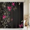 3D Colorful Butterfly Waterproof Fabric Shower Curtain Bathroom Curtains Beautiful Flowers Printed Bath Screen Home Decoration