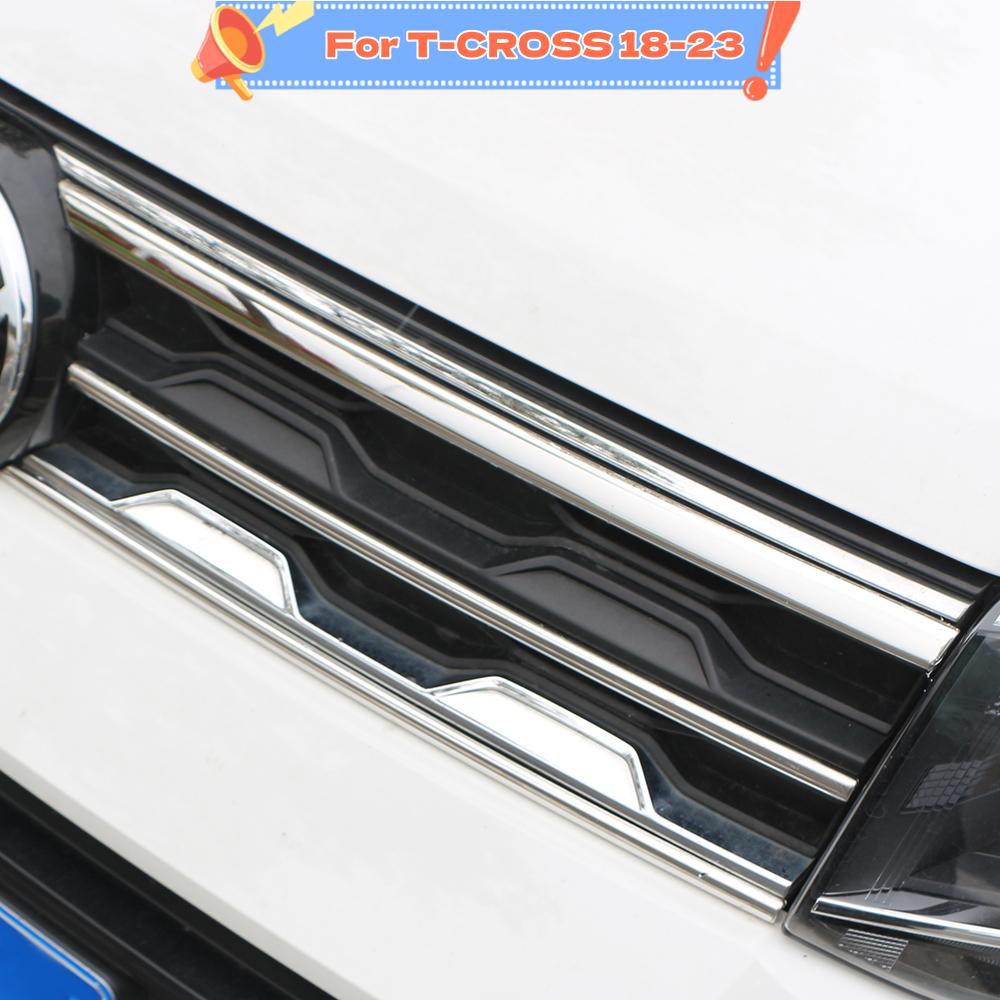 Car Engine Front Grill Grille Frame Decoration Trim Sticker for Volkswagen VW T-cross Tcross 2018 2019 2020 2021 2022 2023