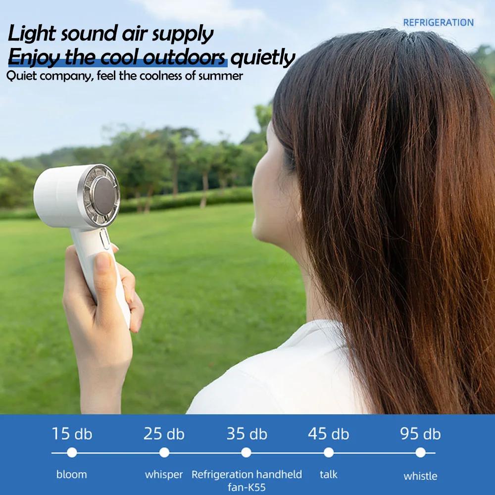 Mini Handheld High-speed Turbo Fan with Cold Compress and Portable Hooks 5 Speed Adjustable Type-C Rechargeable Air Cooling Fans