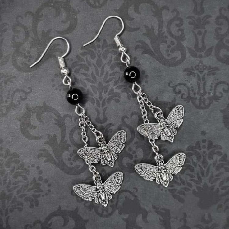 Death Moth Goth Earrings Dark Academia Jewelry Lightweight Zinc Alloy Studs Alternative Fashion Accessories