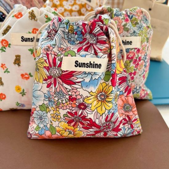 Fruit Print Drawstring Storage Bag Change Coin Lipstick Headphone Pouch Mini Cute Candy Jewelry Pocket Organizer Cosmetic Bags