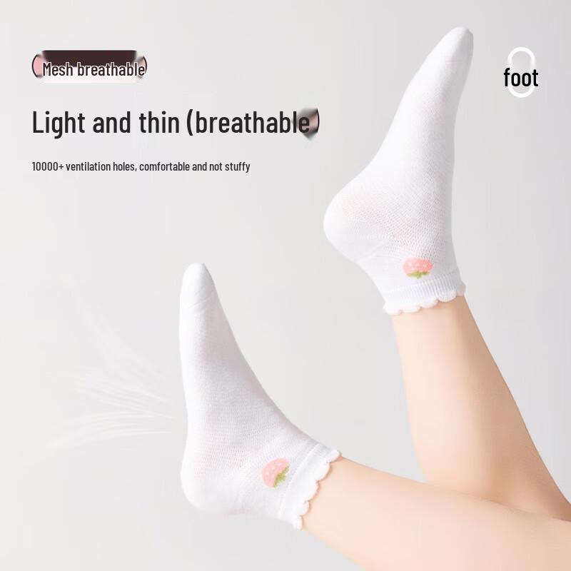 Girls' Summer Thin Mesh Mid-Calf Socks (5 Pairs)
