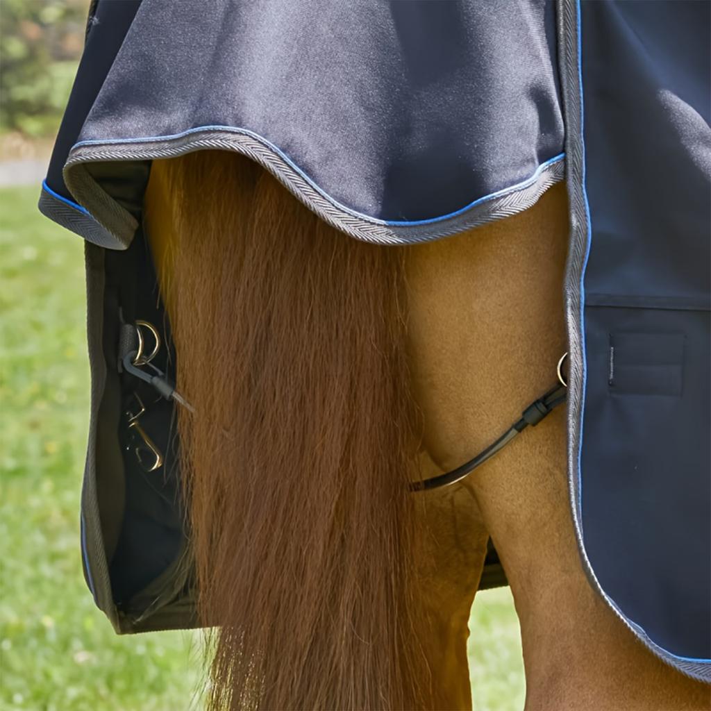 Horse Blanket Elastic Leg & Tail Strap - Adjustable with Double-Ended Clips, Replacement for Turnout and Stable Blankets