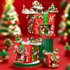 Non-Toxic Christmas Gift Surprise Mechanism Box Model Building Block Diy Elk Snowman Bricks Ornament Toys For Children Adult