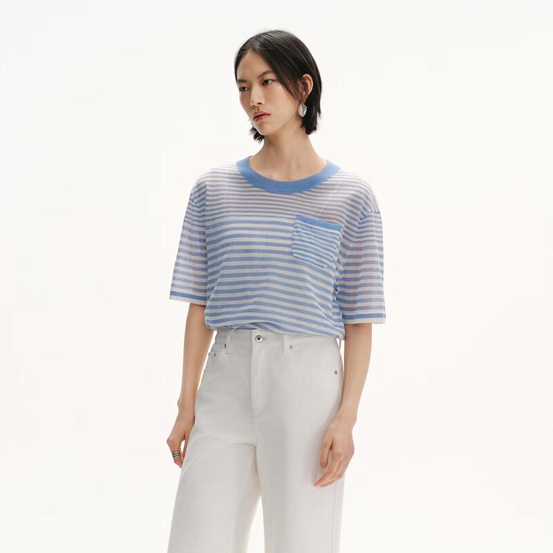 Broadcast Women's Lightweight Nautical Stripe Short Sleeve Knit Top