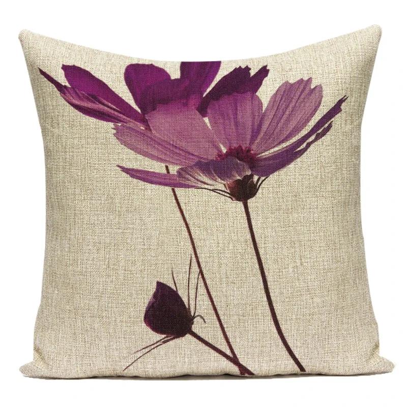 Vintage Flower Printed Throw Pillow Cover Sofa Chair Cushion Covers Home Decorative For Chair Seat Bedroom Square Pillowcase