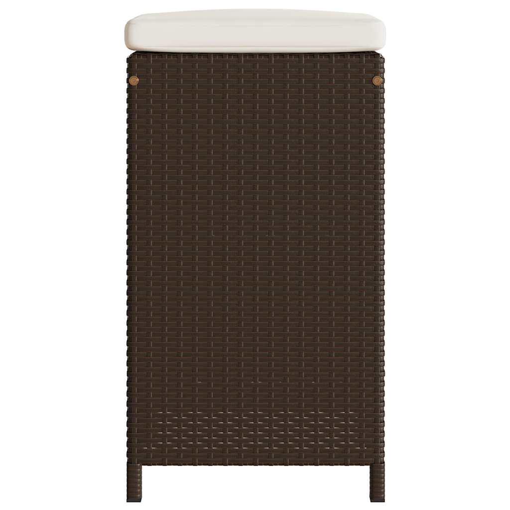 Garden Bar Stool with Cushions 6 pcs Brown Poly Rattan