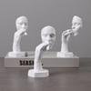 13.5cm Mini Smoking Man Statue Plastic Sculpture For Gentleman's Den Retro Bar Decor Abstract Silence is Golden Ornament Gift