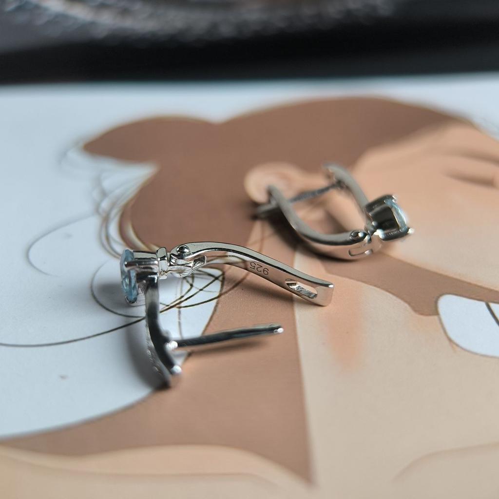 Серебряные серьги с натуральным топазом 1.211ct, фианитами (2194552)