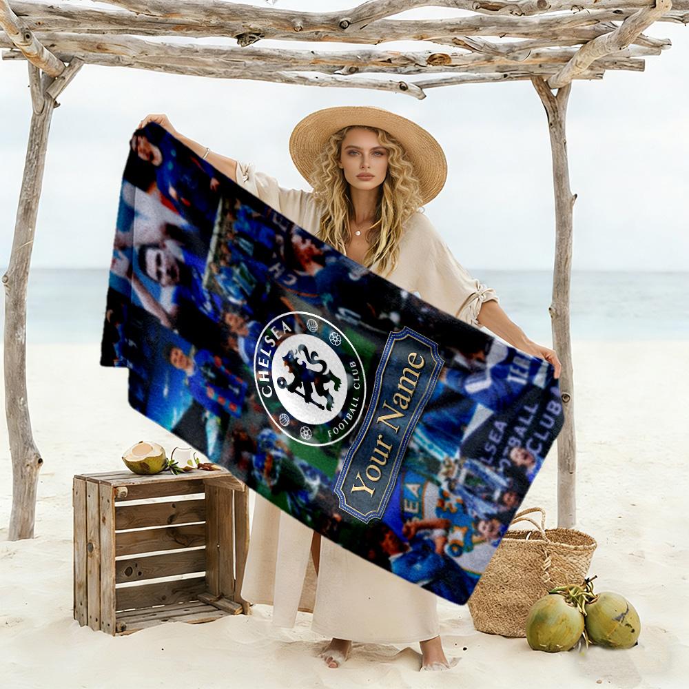 Chelsea Fc Football Player Customized Name Beach Towel Super Soft & Absorbent Suitable for Sports Travel Swimming Yoga Bathroom Beach And Pool