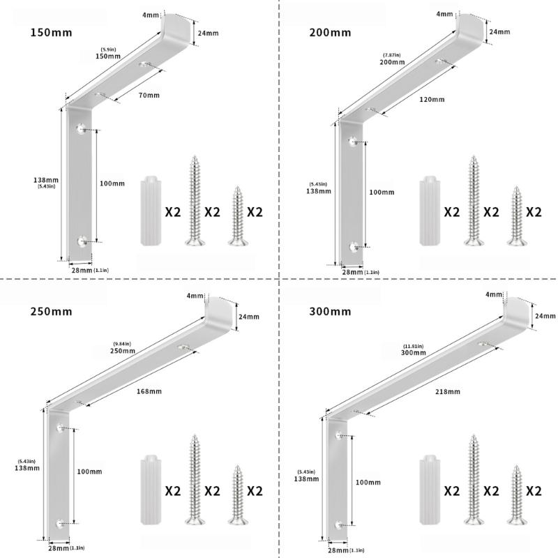 High Capacity L Shaped Wall Brackets Strong Metal Shelf Brackets for Heavy Furniture Mounting Home Office Storage