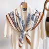 Niche style simple temperament versatile striped large square scarf silk scarf women's spring and autumn new scarf outer shawl 91CM