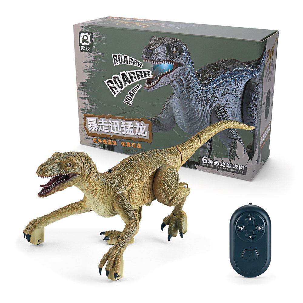2.4G RC Rampaging Velociraptor, Realistic 4-Channel USB Rechargeable Electric Walking Infrared Dinosaur Toy Model