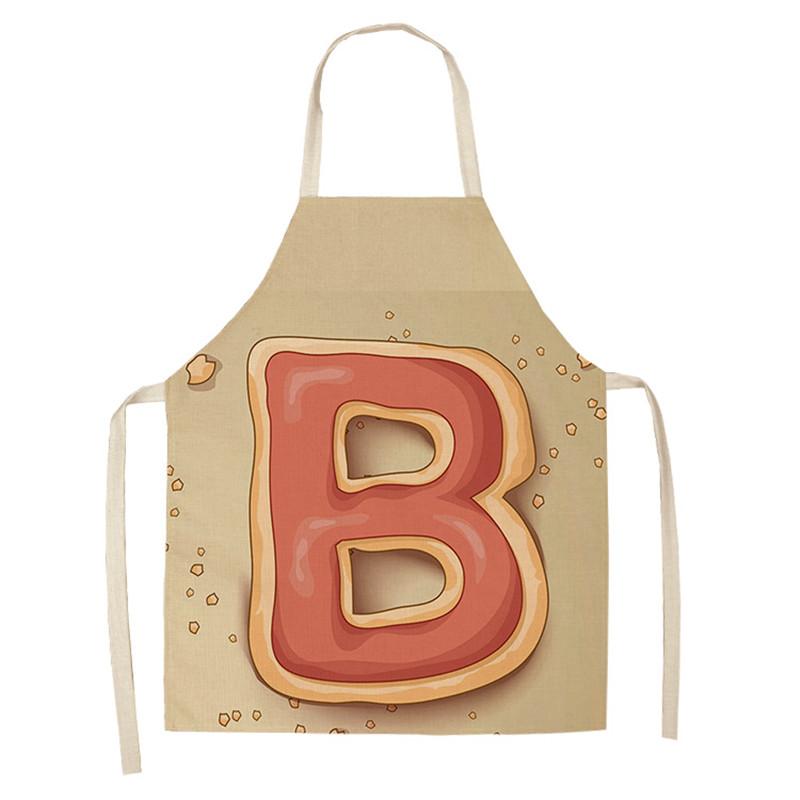 Avental de cozinha com estampa de alfabeto, avental sem mangas de linho para crianças, para cozinhar, churrasco, ferramentas de limpeza doméstica, 47x38cm, 68x55cm