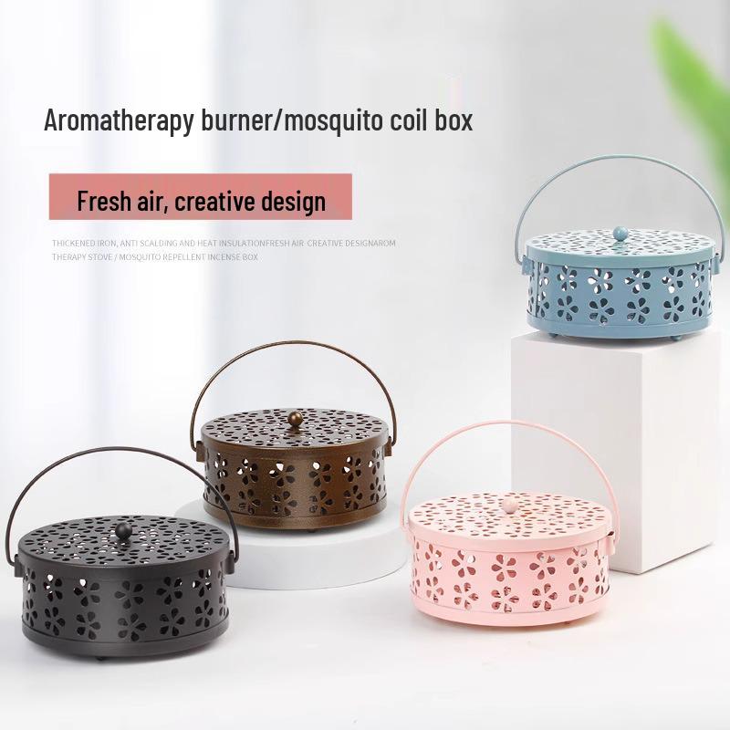Stainless Steel Fireproof Mosquito Coil Holder with Lid and Ash Catcher