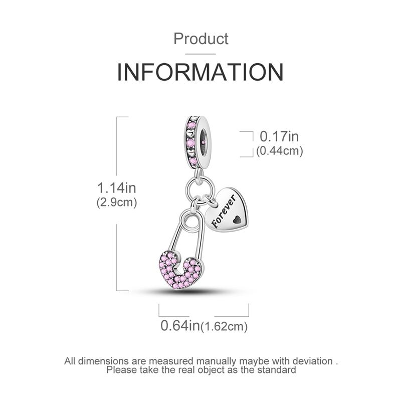 Charms Copper Pink Heart-Shaped Paperclip Pendants Fit Charms Plata Original Bracelet Women Jewellery Making Gifts