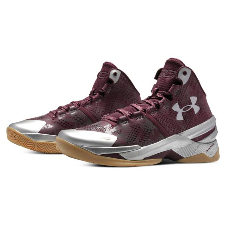 Under Armour Curry 2 Retro Mens Deep Red Metallic Silver 3026052-601