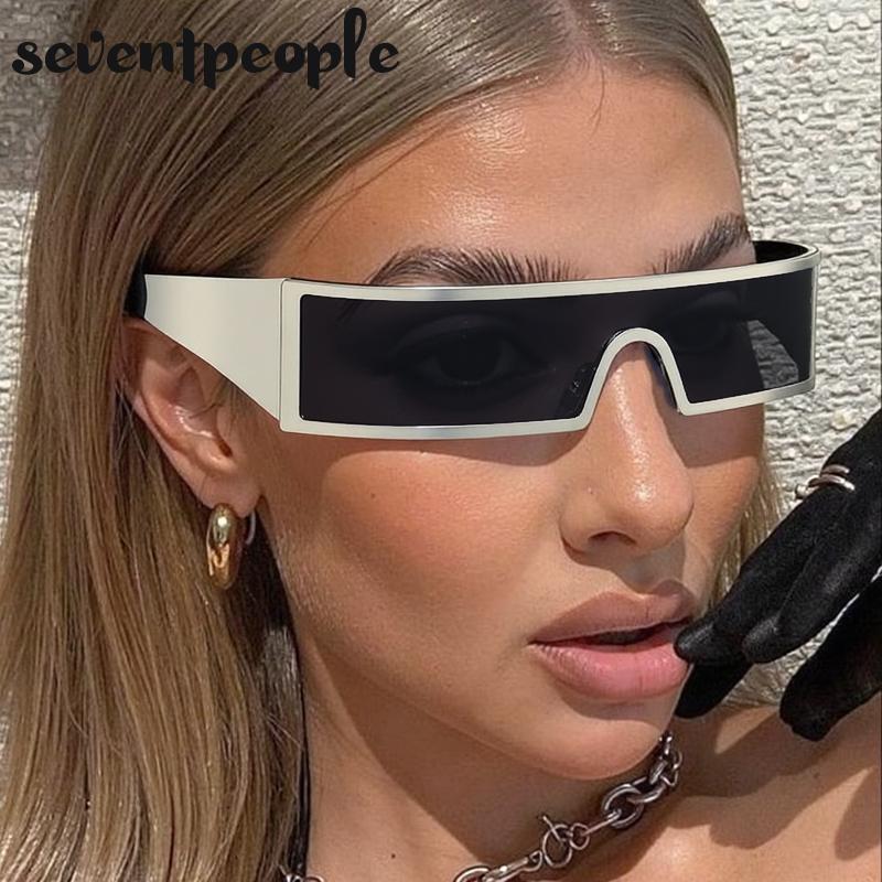 Small Frame One-Piece Shield Sunglasses Women  Luxury Brand Vintage Y2K Punk Goggle Sun Glasses Trendy Windproof Shades