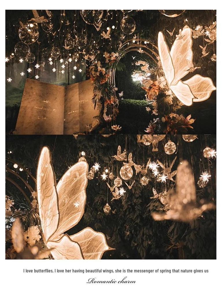 Luminous Butterfly Wrought Iron Wedding Aisle Chandelier Decor Props