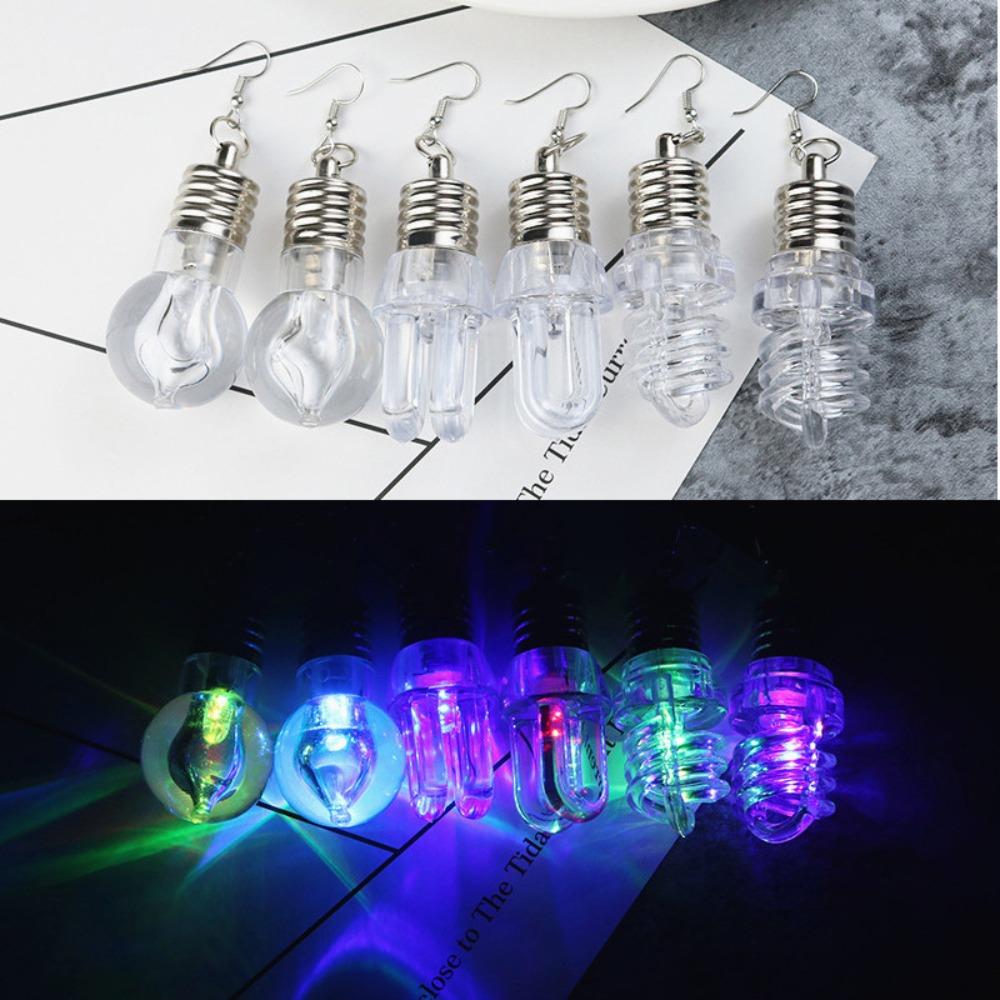 

Electroplating Light Bulb Earring Colourful Light-emitting Dangle Earrings Event Gifts
