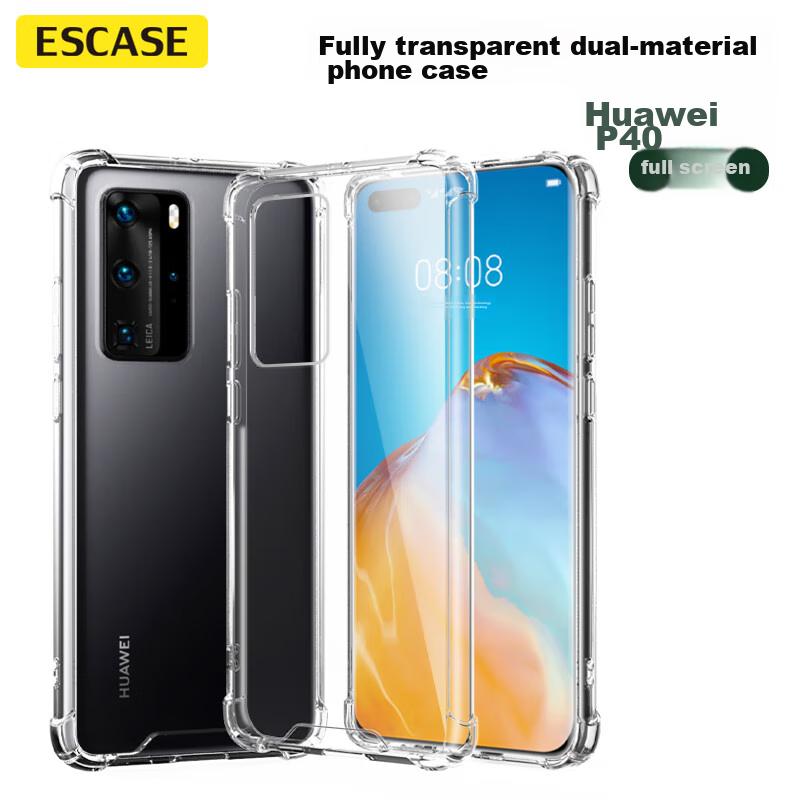 Phone Case for Huawei P40, Full Protection Transparent Airbag Shockproof Soft TPU (With Lanyard Hole) ES-Ip9 Series Upgraded Version Translucent White