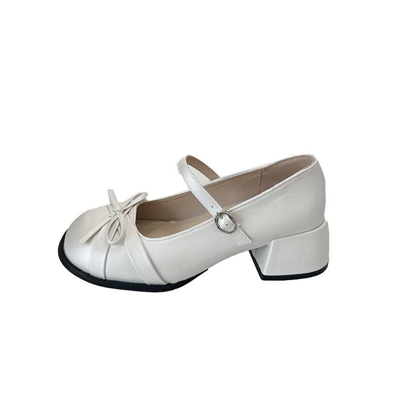

Beautiful bow Mary Jane high heels women s 2025 summer new French ballet shoes thick heel jk small leather shoes 35