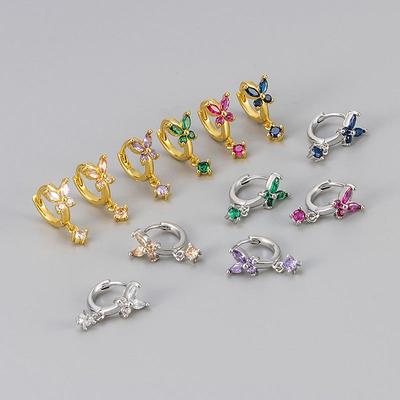 Orecchini a Farfalla in Zircone Europei e Americani 2024 - Colorati, Design di Alta Gamma per Donne