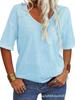 Women's V-Neck Short Sleeve Loose T-Shirt - Casual Basic Top