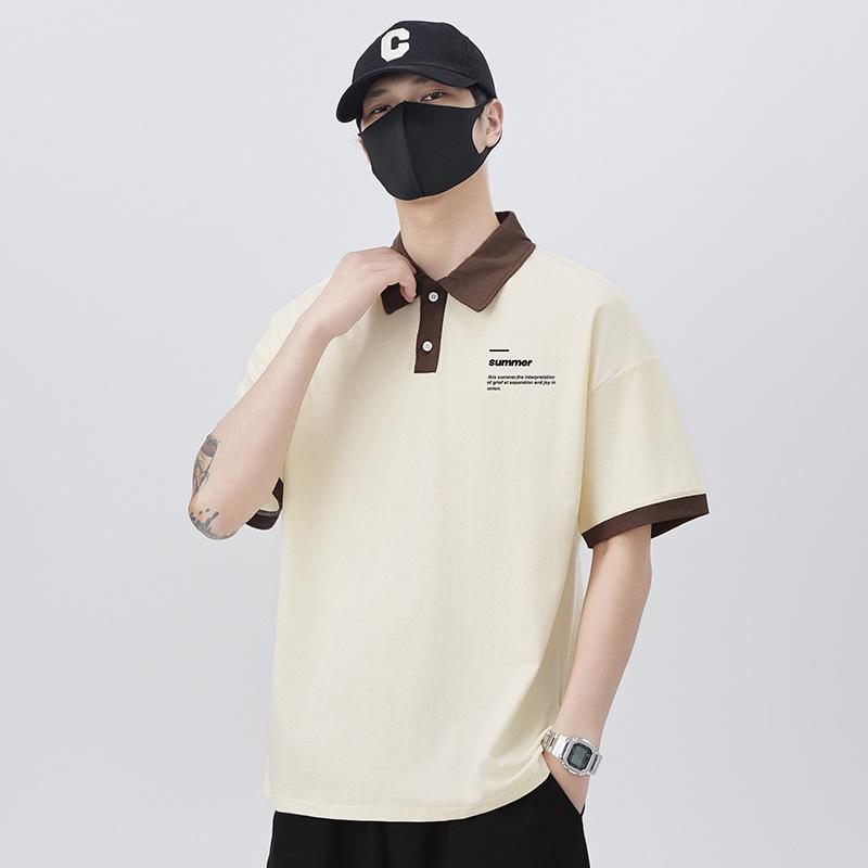 New Summer Men's Loose Polo Shirt Top Versatile Collar Clothes
