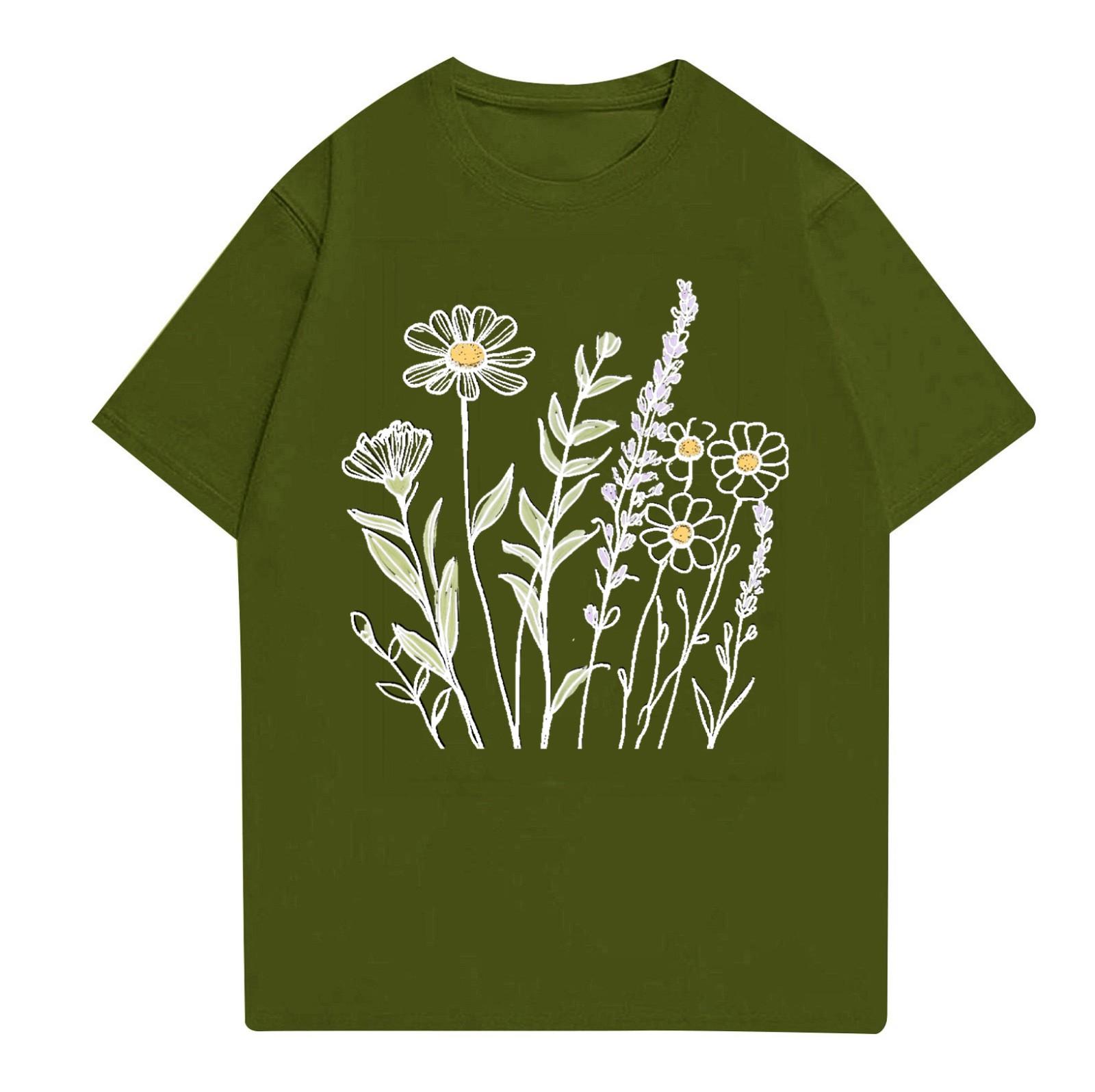 

Женская мода повседневная футболка с круглым вырезом и короткими рукавами, топ, футболка, топ L армия зеленый