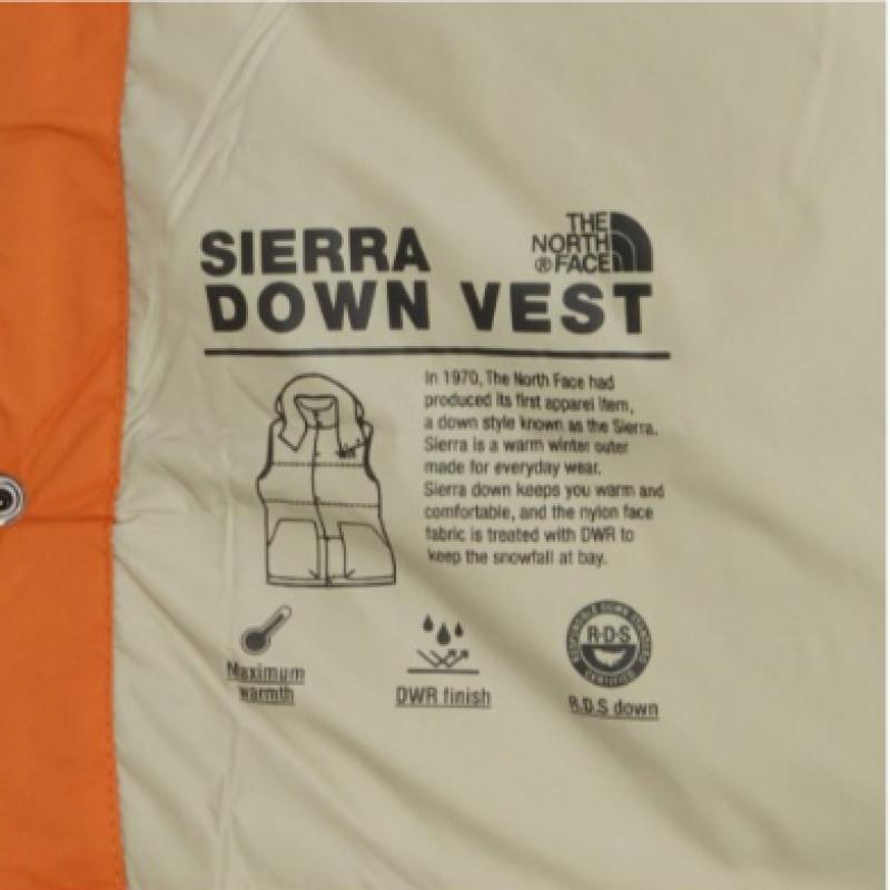 The North Face Sierra Down Vest Rds Orange Nv1dr60c