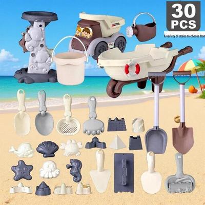 Interactive Educational Beach Toy Set: Ocean Sand Molds, Sprinkler, Shovel, Sand Timer, and Water Play Kit