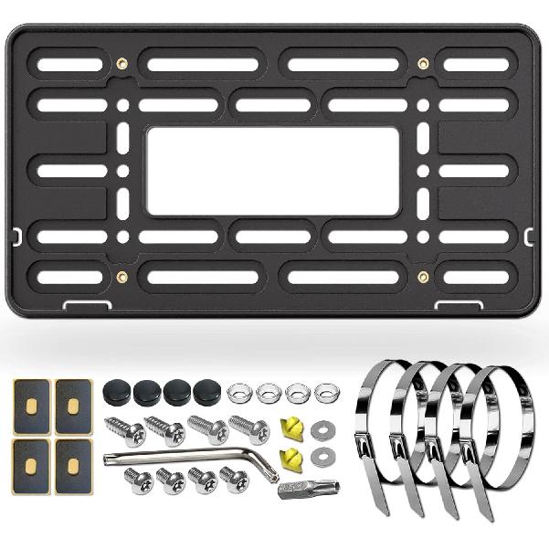BGGTMO Front License Plate Bracket Holder- Bumper Car Tag Mounting Kit With Anti-Theft Hardware & Stainless Steel Zip Ties, JDM To US Compatible