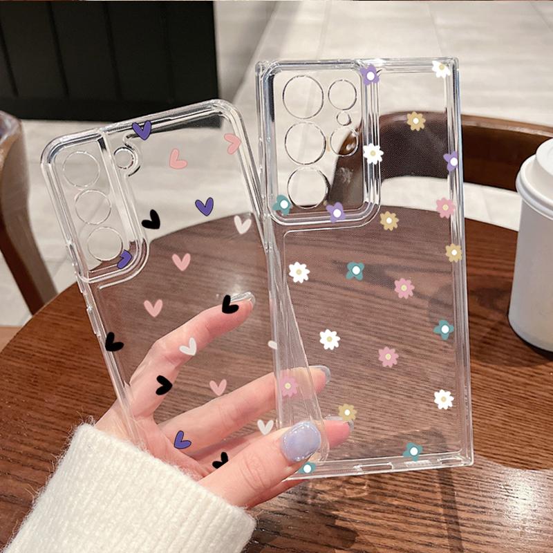 Simple Love Hearts Pattern Phone Case For Samsung Galaxy S26 S25 S24 S23 Ultra S22 Plus S24 S21 FE S25 Edge Clear TPU Soft Cover