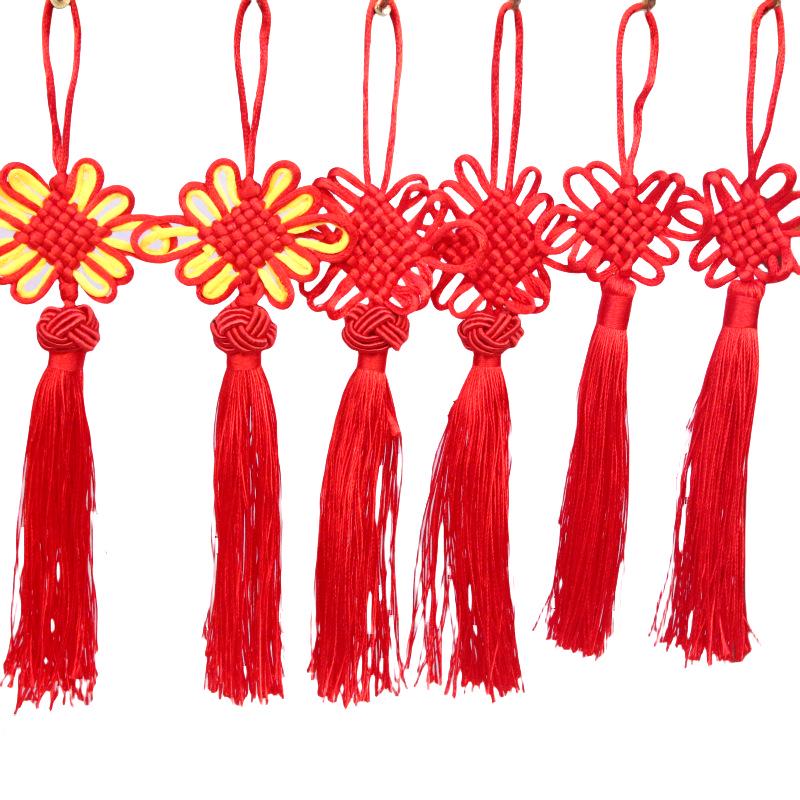 Festive Red Small Chinese Knot Tassel Bonsai Decoration