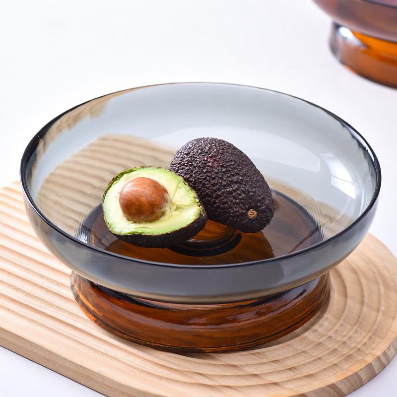 Color-Block High-Footed Glass Fruit Bowl