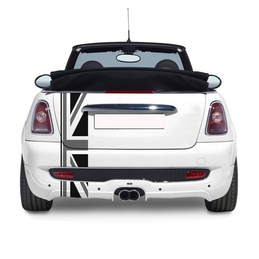 Union Jack Car Rear Trunk Decor Decal Stickers For Mini Cooper One JCW S Clubman F60 R60 R55 Countryman Car Styling Accessories Gray Union Jack