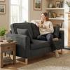 2 Seater Sofa, 140 Cm Loveseat Sofa with Spring Cushions, Metal Legs, 2 Pillows, Dark Grey