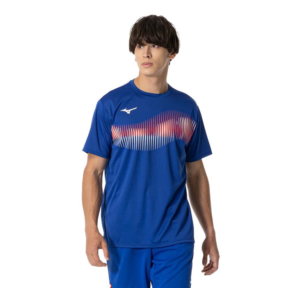 Mizuno Table Tennis Game Short JTTA Surf Size 2XL Shirt, Sleeve, Certified, Moisture-Wicking, Quick-Drying, Unisex, 82JAB111, Blue,