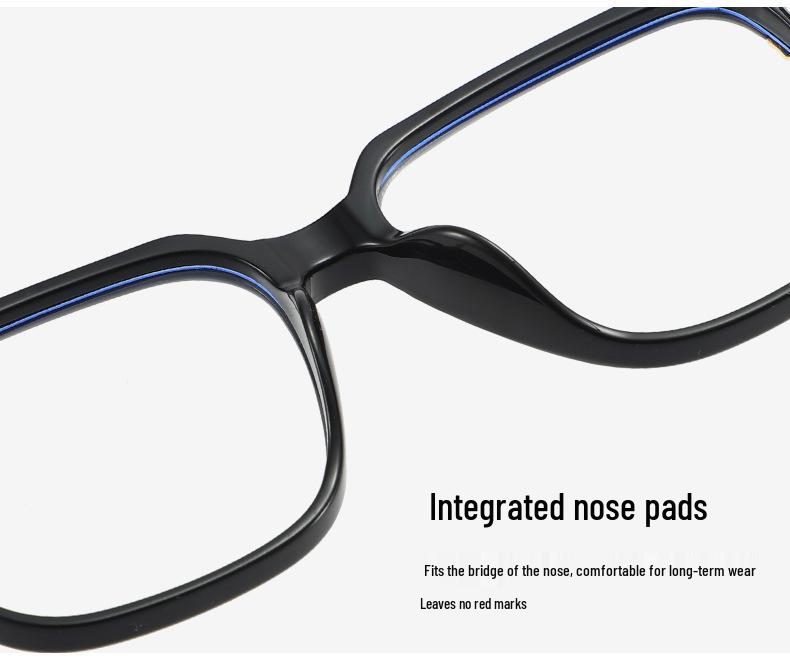 Retro TR Large Frame Flat Lenses Men's Anti-Blue Light Glasses