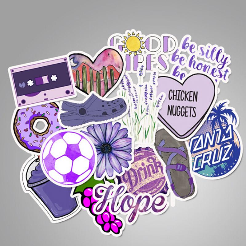 

50Pcs Cartoon Purple Stickers Diy Suitcase Laptop Guitar Bicycle Car Decals