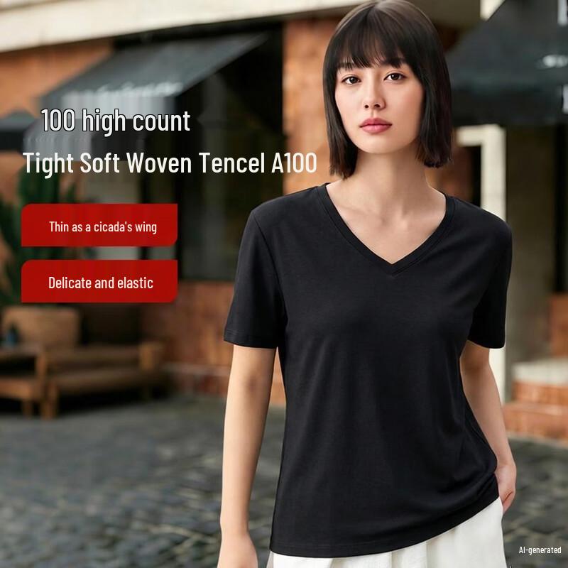 Women s Tencel Blend V-Neck T-Shirt XL