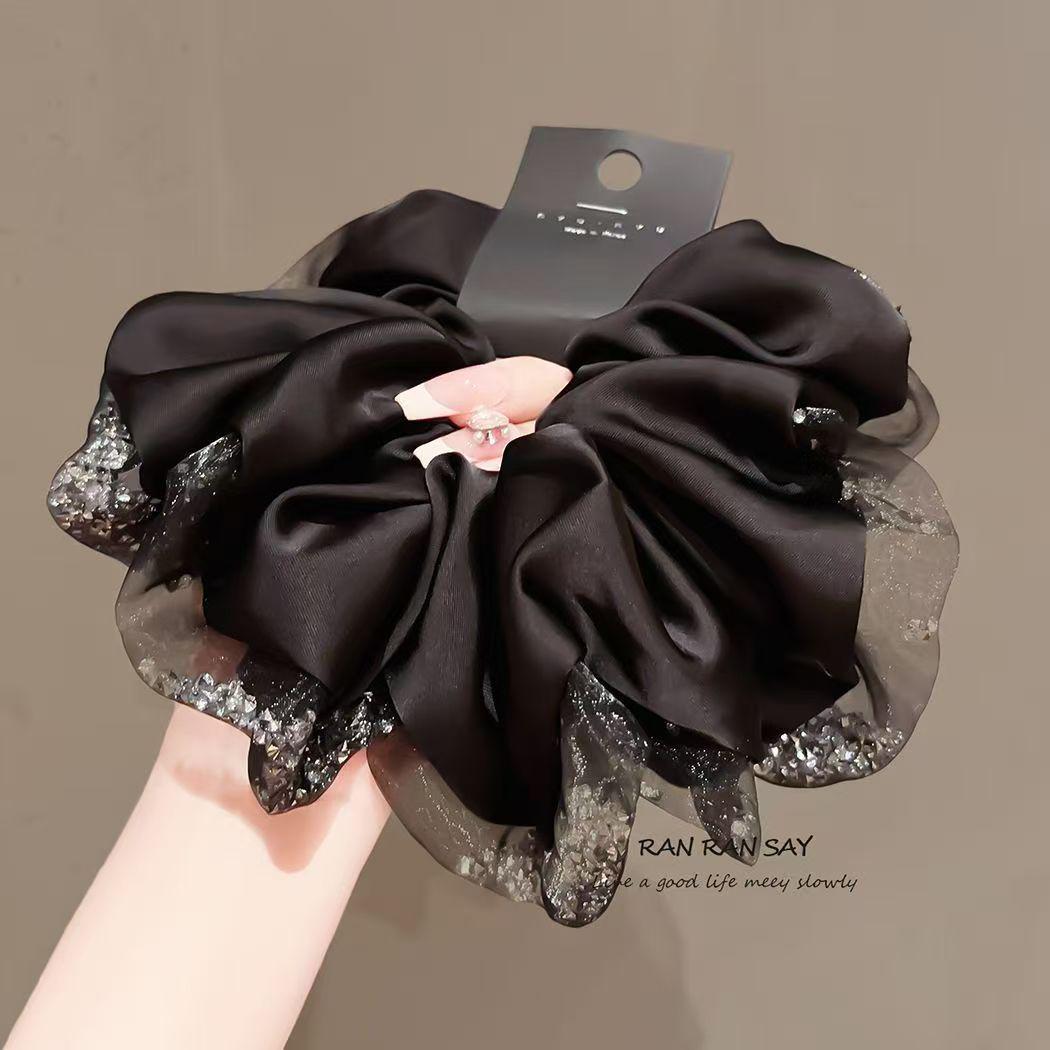 2026 Elegant Satin Floral Scrunchie: High-End Elastic Hair Accessory