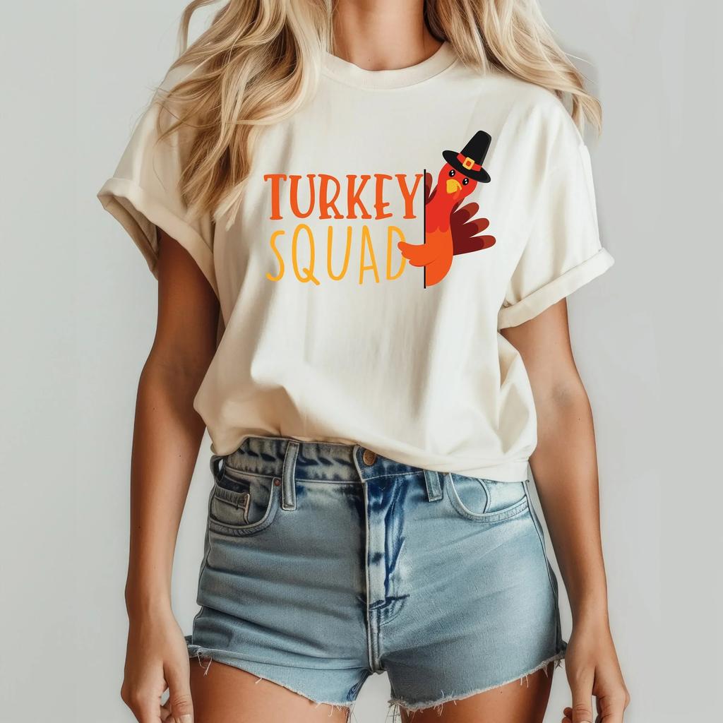 Turkey Squad T Shirt Autumn For Women Thanksgiving Fall Thankful Funny Friendsgiving