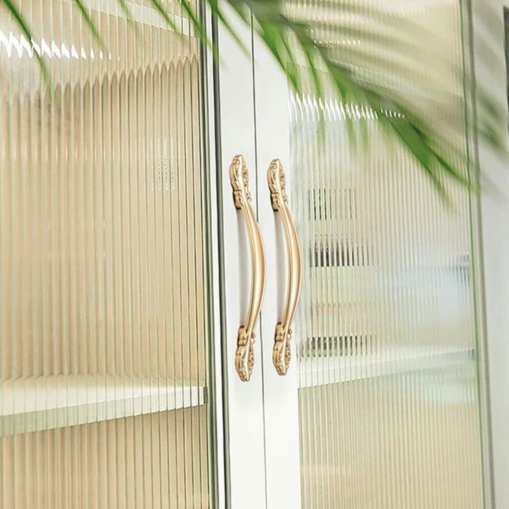 Brushed Brass Cabinet Pulls, 4 Pcs Aluminum Alloy Modern Hardware Handle Cabinet for Kitchen Dresser Cupboard Bathroom Pulls