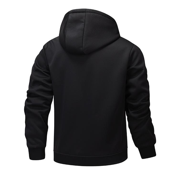 Men's European Lamb Wool Hooded Sweatshirt - Autumn/Winter Velvet-Thickened Baseball Jacket