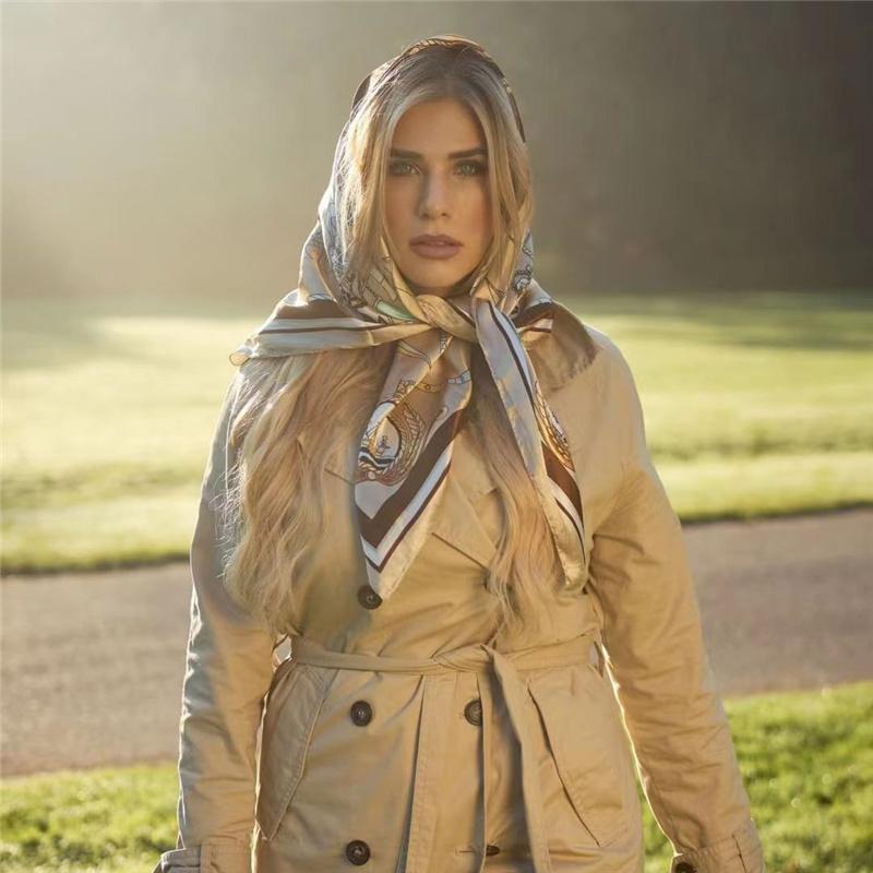 90*90cm Casualowa Moda Drukowana Flora Kwadratowe Szale Szaliki Satynowa Damska Chustka Apaszka Damska Opaska na Głowę