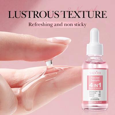 4 In 1 SADOER Moisturizing Vitamin C Face Serum Dry Peeling Hydrating Vitamin E Hyaluronic Acid Shrink Pores Facial Skin Care